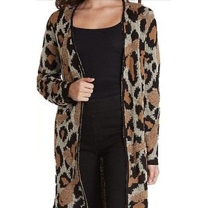 Apt. 9 Sweater Coatigan. XS. Leopard Print. V Neck. Long Sleeves. Machine Wash.